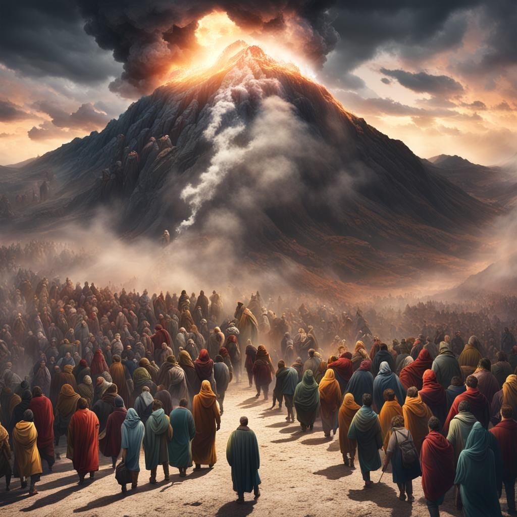 Moses Ascends Mount Sinai in Biblical Times