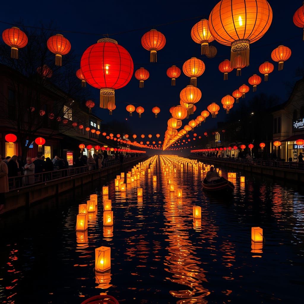 Water Lantern Festival in Vibrant Colors