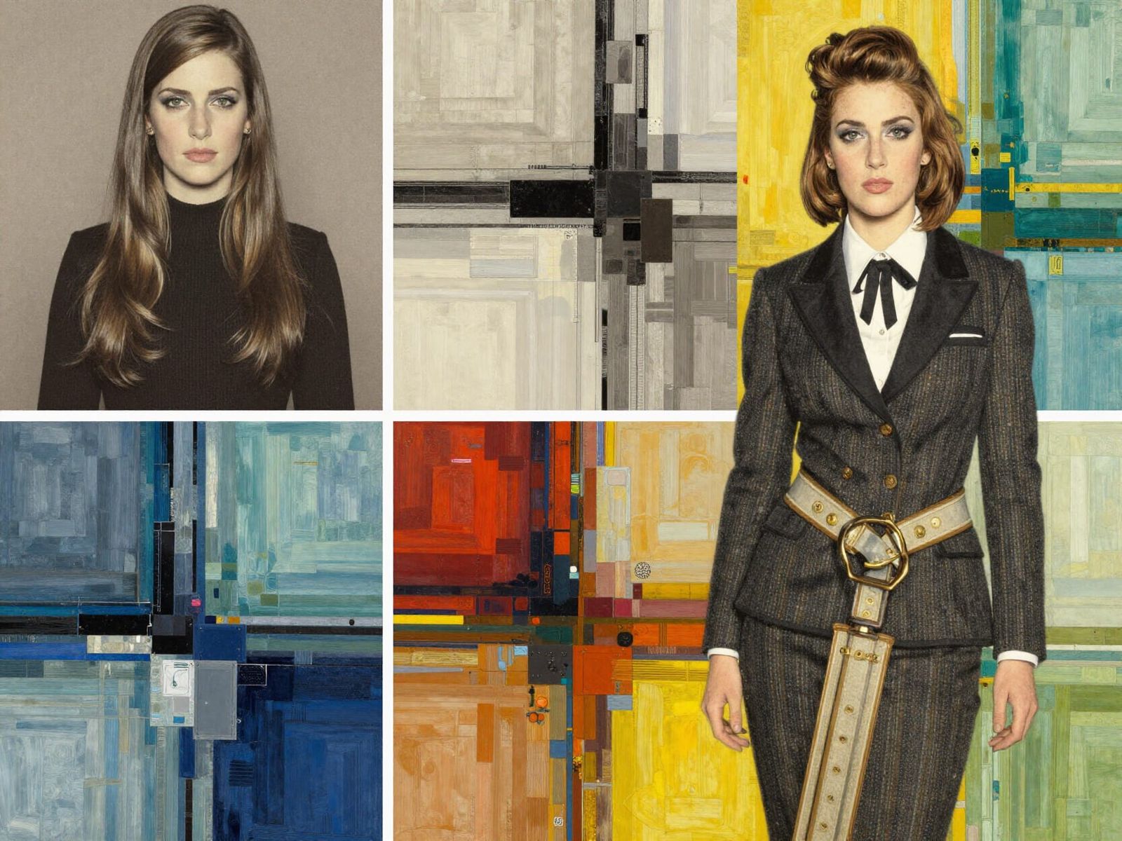 Abstract Collage with Complementary Colors and Fine Detail