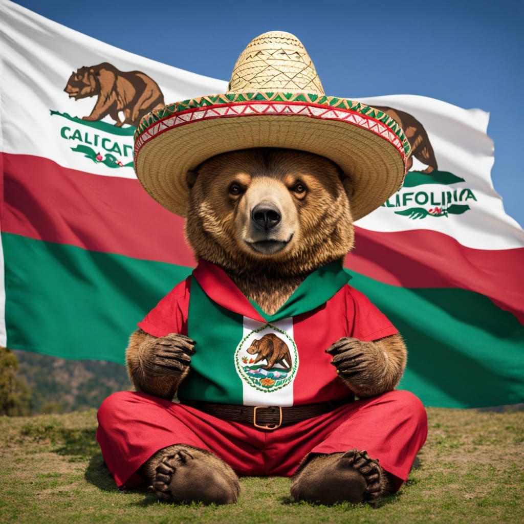 California Flag Redesign: Meditative Bear in Sombrero