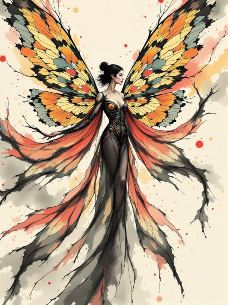 Ethereal Fairy Descends from Stained Glass Wings