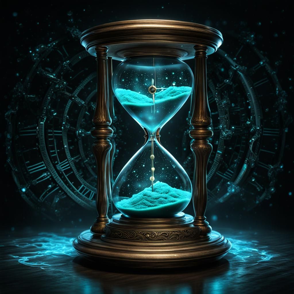 Bioluminescent Hourglass Encasing Time Clock: HDR