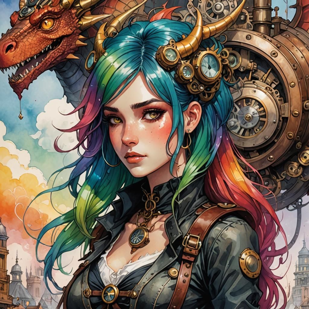 Clockwork Tails: Rainbow dragon