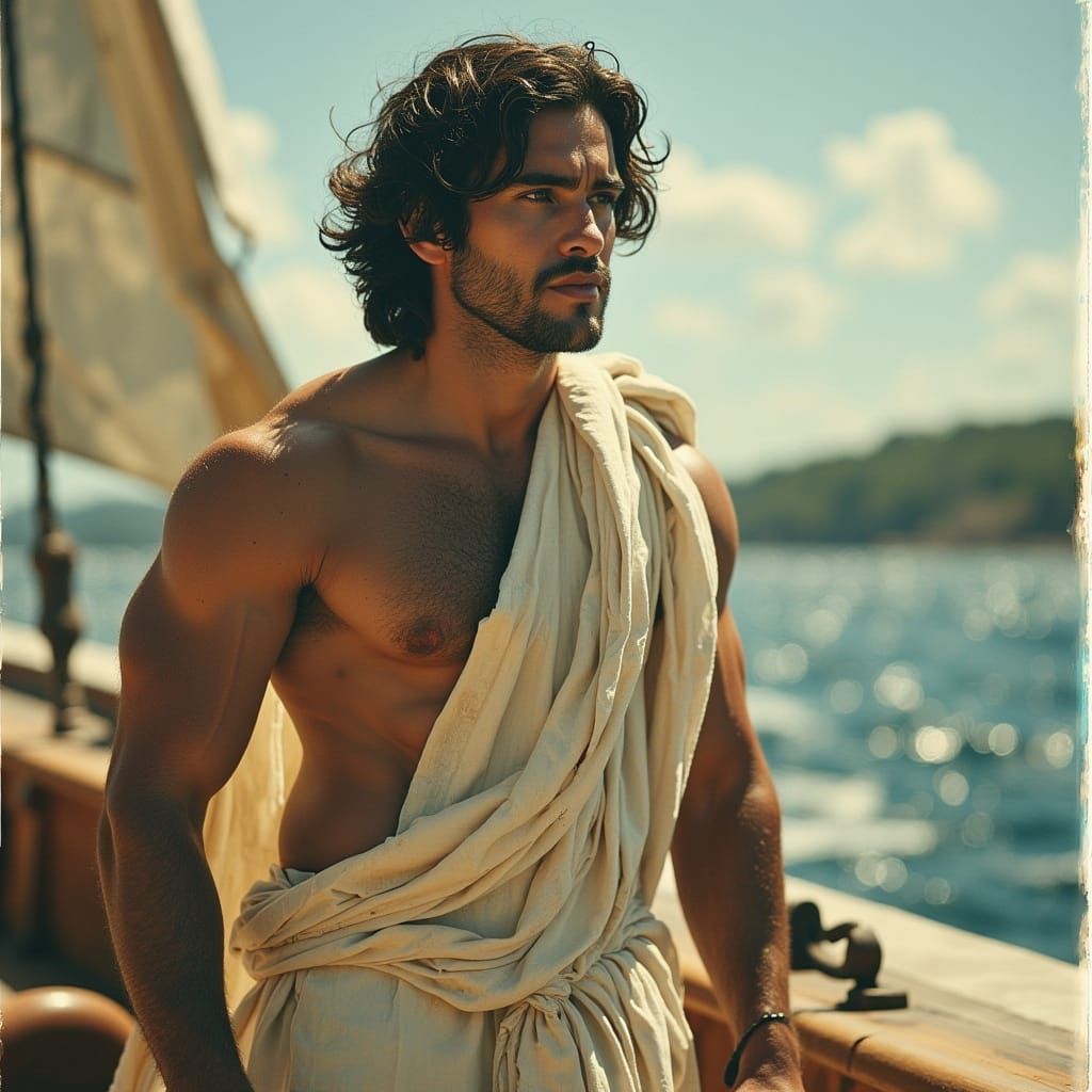 Jason on the Ancient Greek Sailing Ship Argo