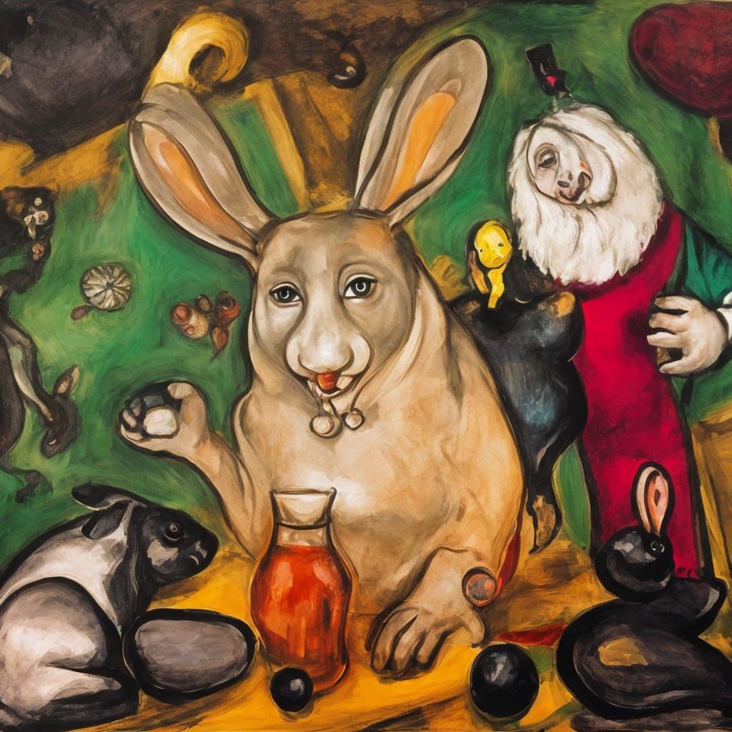 Surreal Rubber Rabbi Rabbit in Baroque-Modern Style