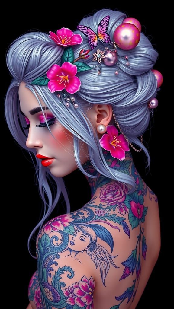 Portrait of a flawless female with an ethereal glow, turned ...