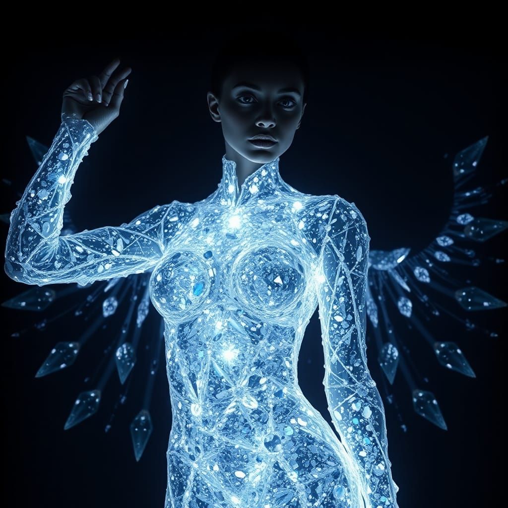 Crystalline Woman: Luminescent Diamond Figure
