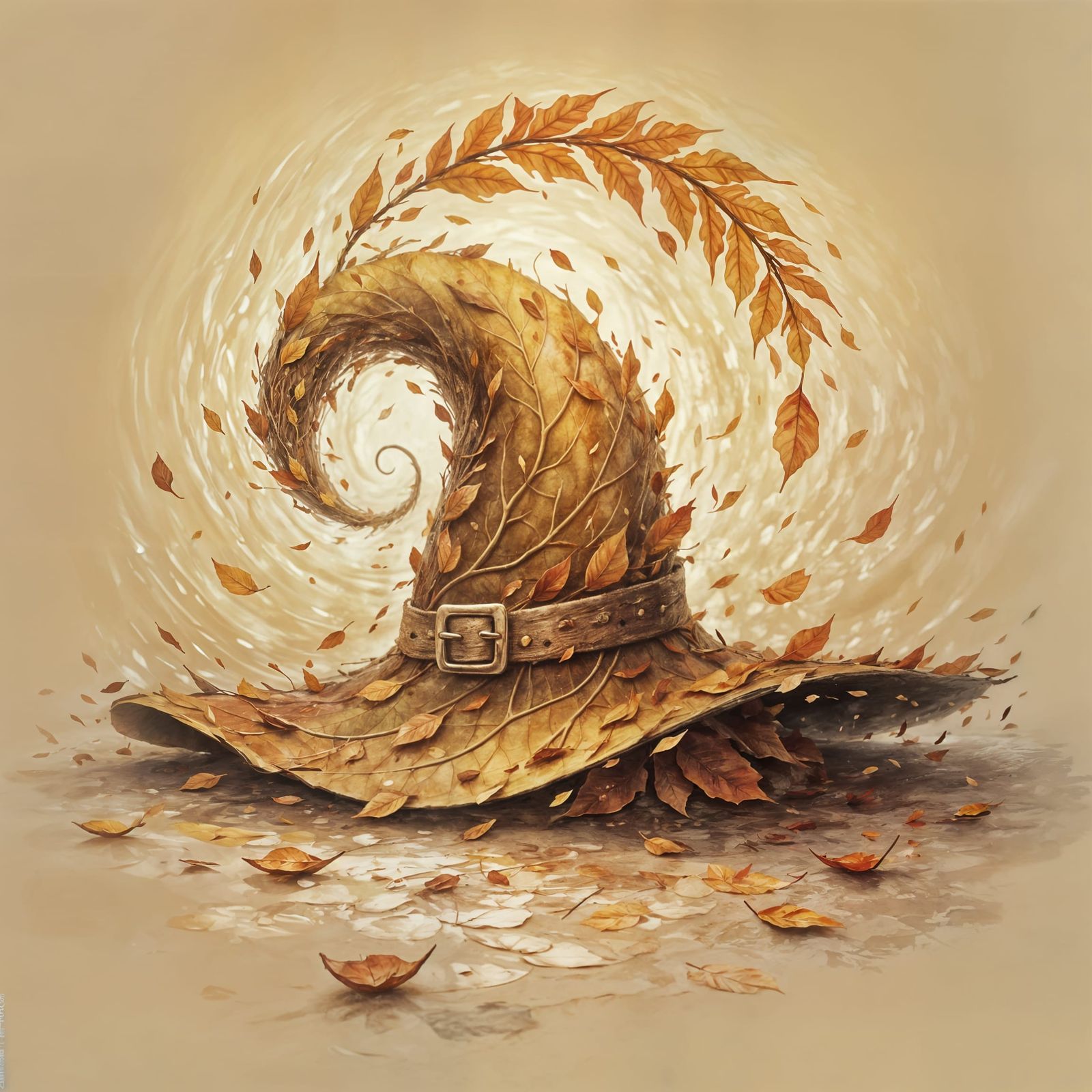 Ethereal Witch's Hat of Autumn Leaves