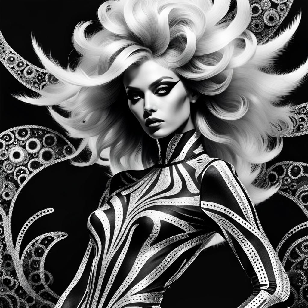 Glam Rock Figure in Photogram, Rayograph, and Solarization