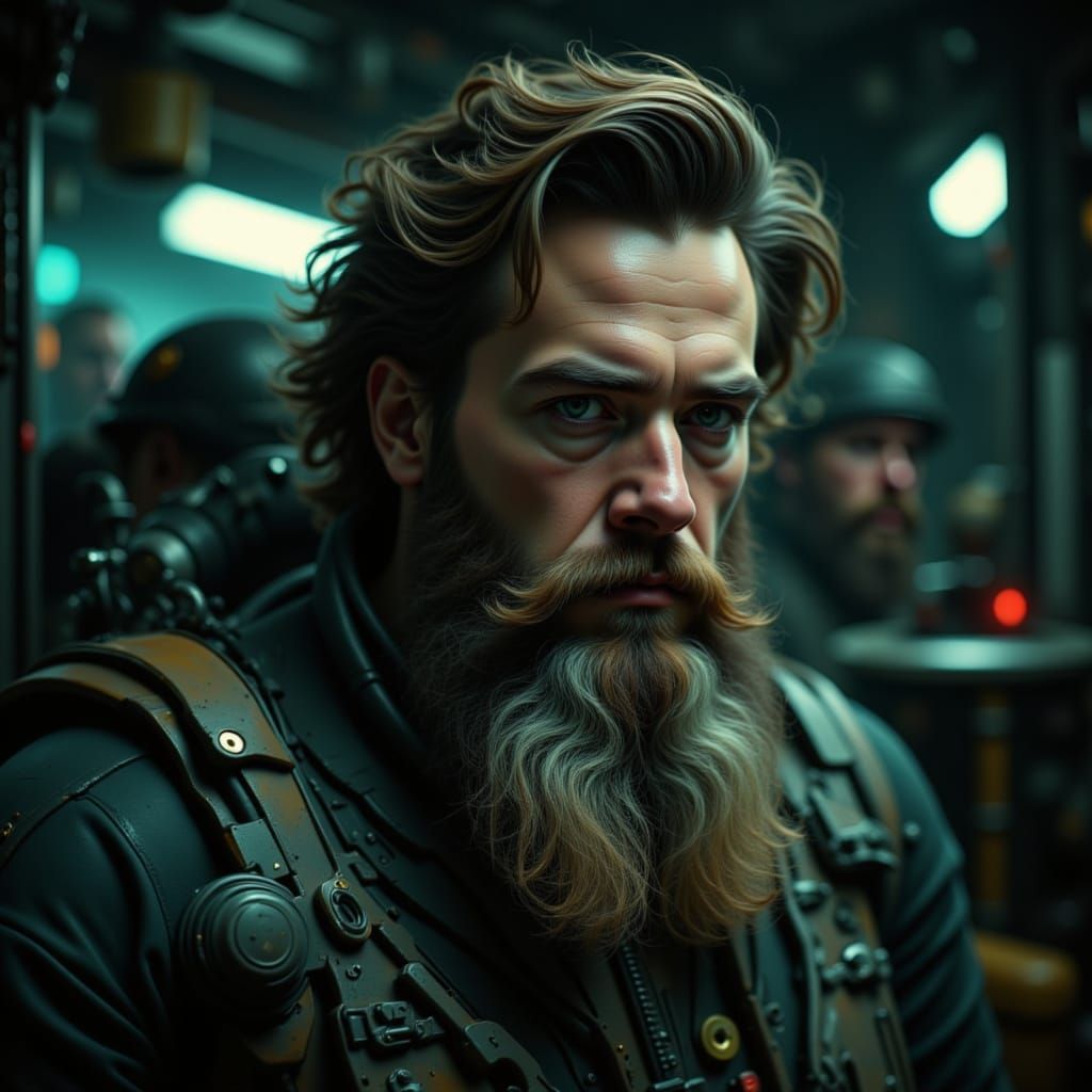 Cinematic Submarine Captain in Mecha Armor