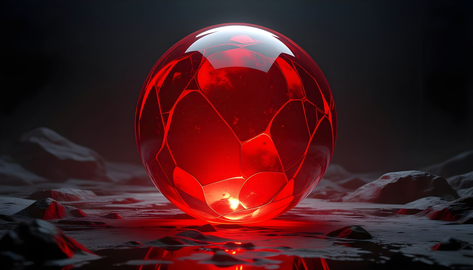 Grotesque Horror: Crimson Red Reflective Bubble