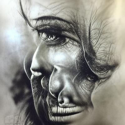 Hyperdetailed Charcoal Drawing of a Beautiful Face