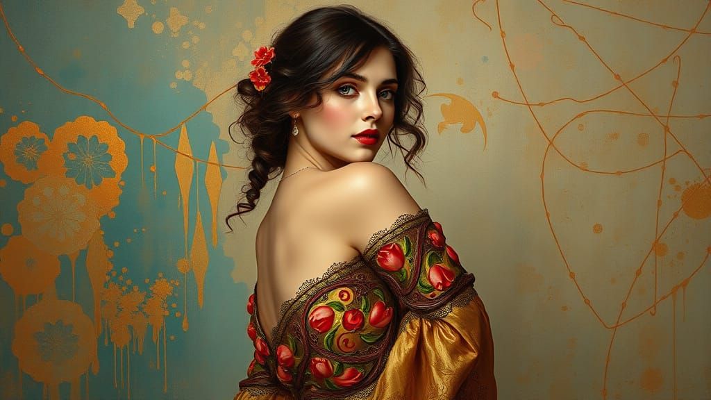 Elegant Woman in Dreamy, Detailed Oil Painting