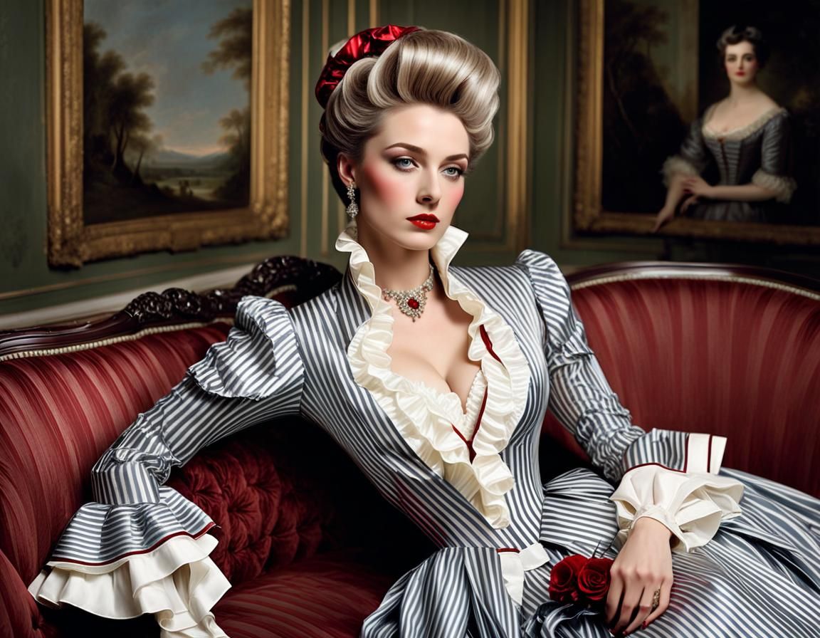 Charming Bourgeoise in Silk Dress, Volumetric Lighting