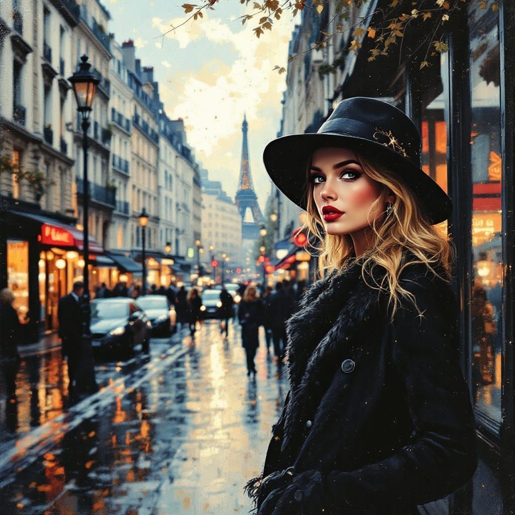 French Woman in Paris: Impressionist Urban Portrait