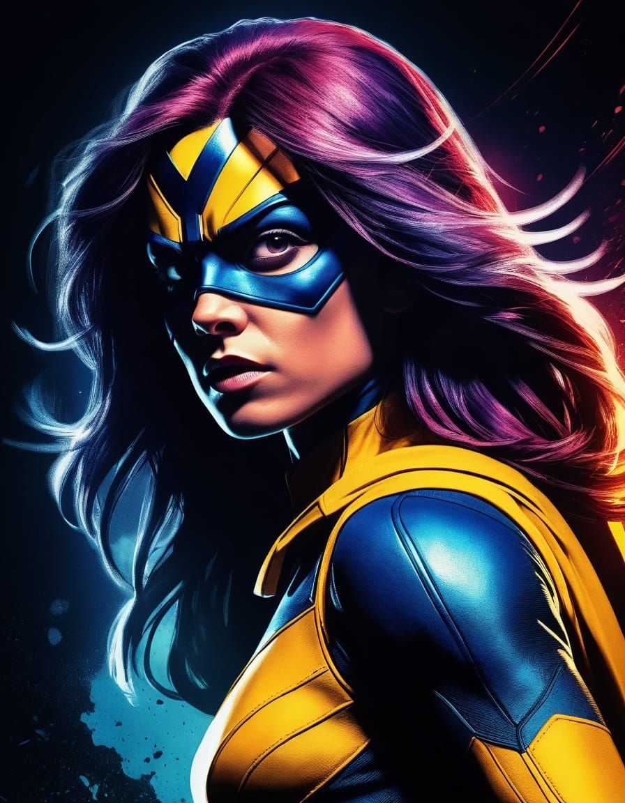 Marvel Superheroine Rogue in Cinematic Comic Book Style