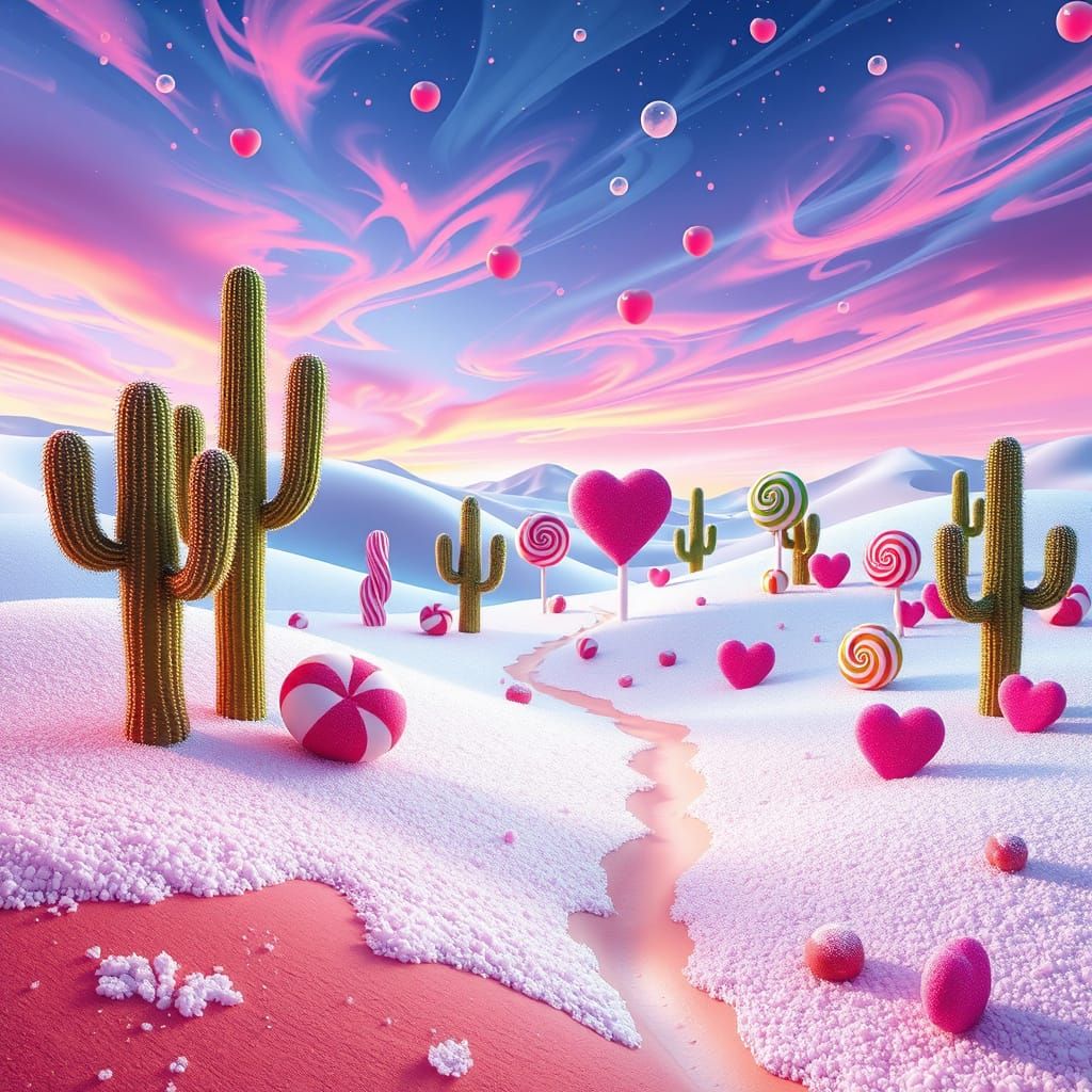 Whimsical Candy Art Sahara Winter Landscape