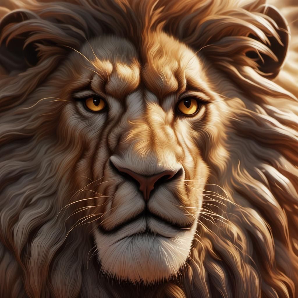Realistic Golden Lion in Harsh Environment