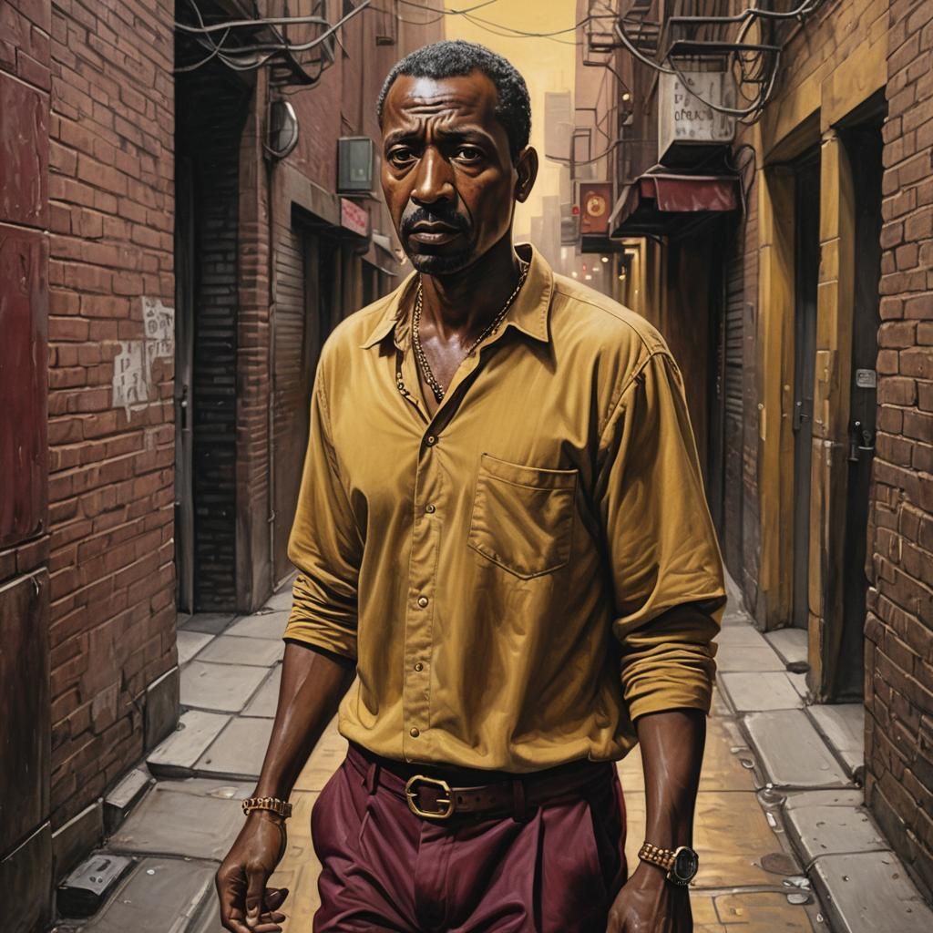 Hyper-Realistic Portrait of a Man in an Alley
