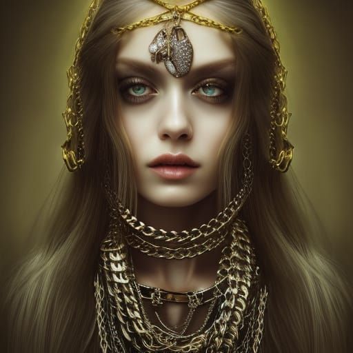 Woman with Chains: Hyperdetailed Art Nouveau Portrait