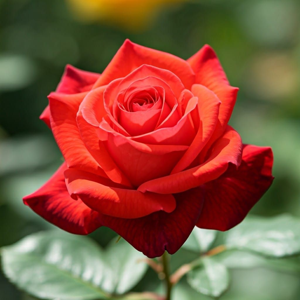 Red Rose in Impressionistic Garden Style