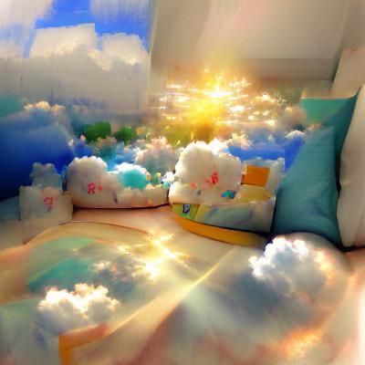 Ethereal Sunshine Breaks Through Dreamlike Clouds