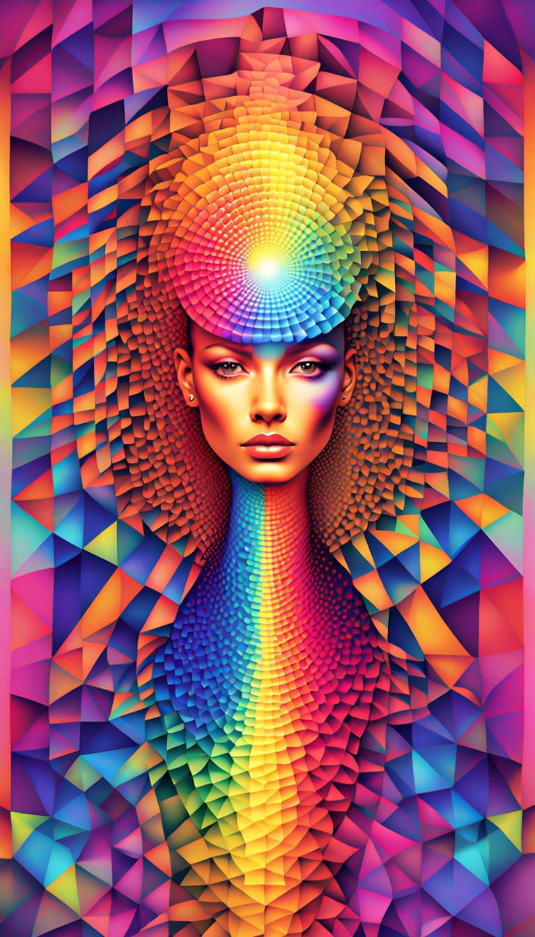 Vibrant Grids of Endless Rainbow Hues in Maximalist 3D Art