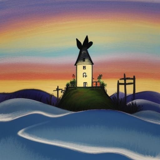 Child Playing in Garden: Color Pencil Sketch