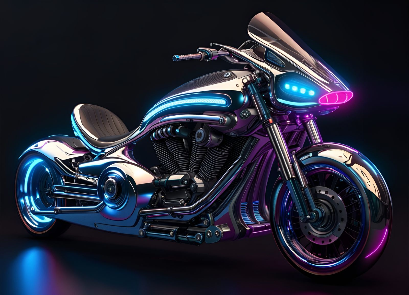 Alien Motorcycle in Synthwave Neon Style
