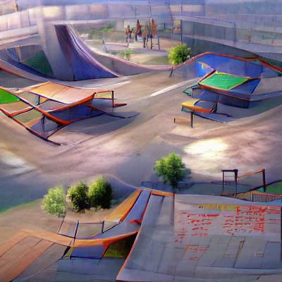 Vibrant 90s Skate Park Scene