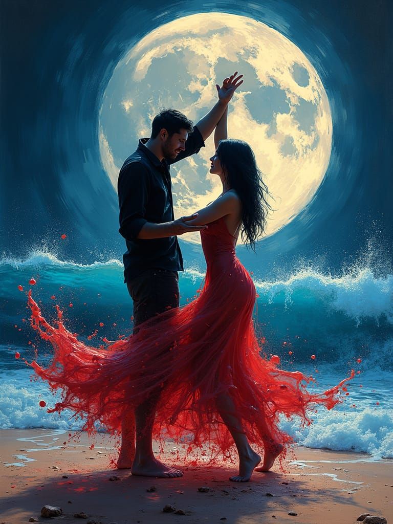 Passionate Dance on a Summer Night Beach