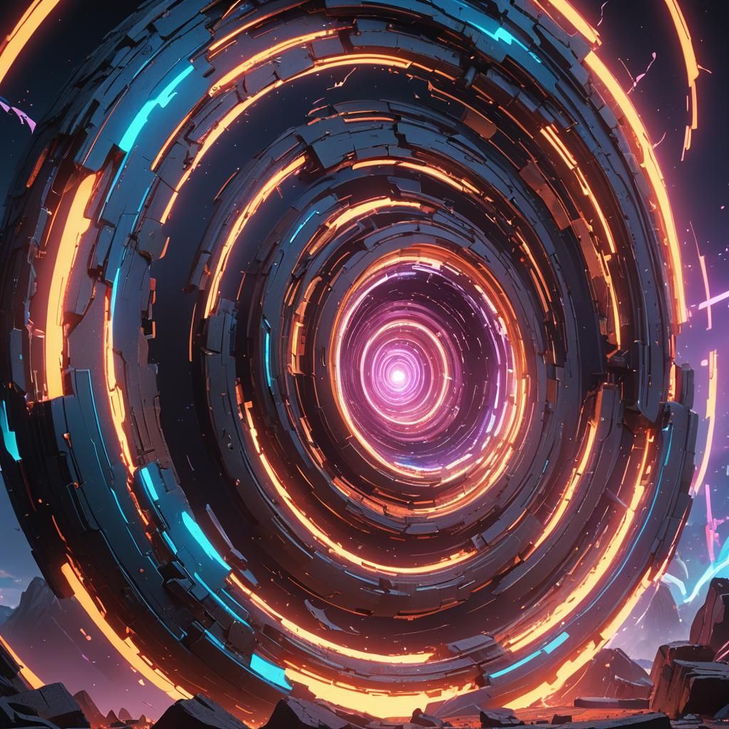 Earth Enters Neon Portal: 3D Anime Art