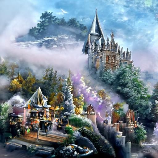 Magical Hogwarts Castle in Ethereal Fantasy Style