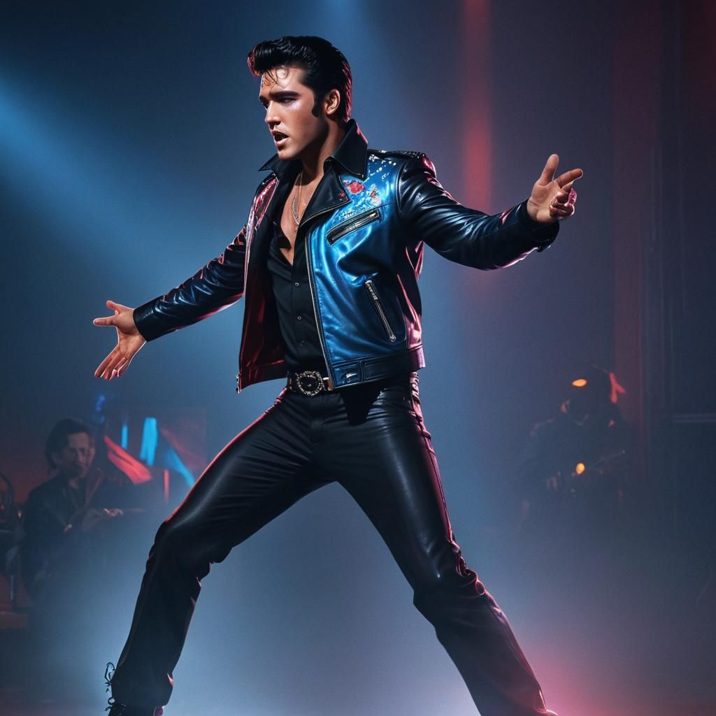 Elvis Presley Dances in Electric Neon Digital Art