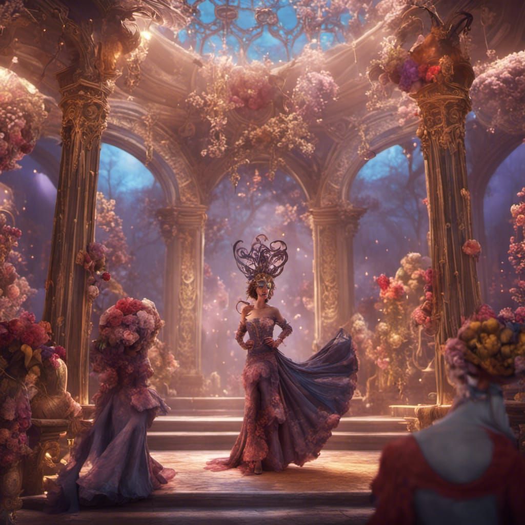 Masquerade Ball: Intricate Masks in Art Nouveau Style