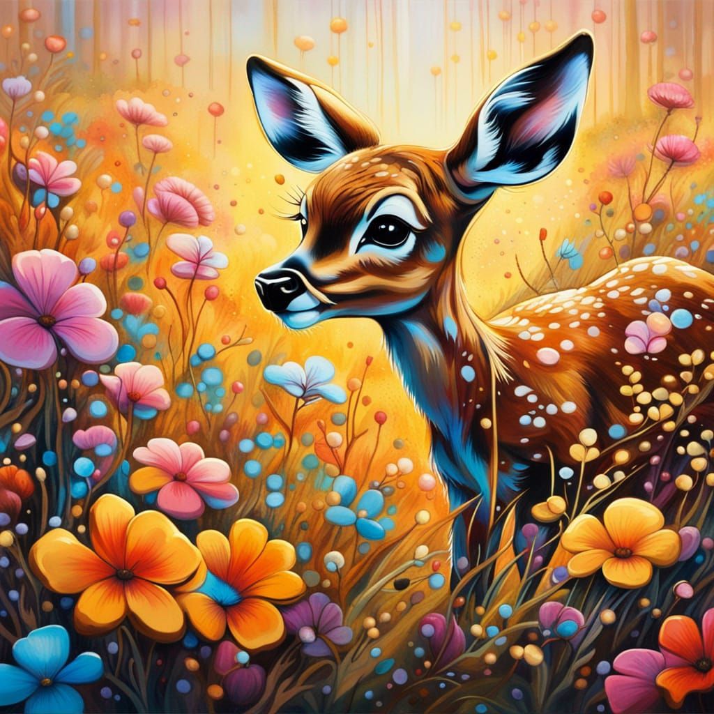 Bambi Lost in Field of Flowers
