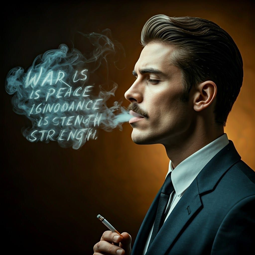 Man's Smoke Spells "War is Peace" in Cinematic Portrait
