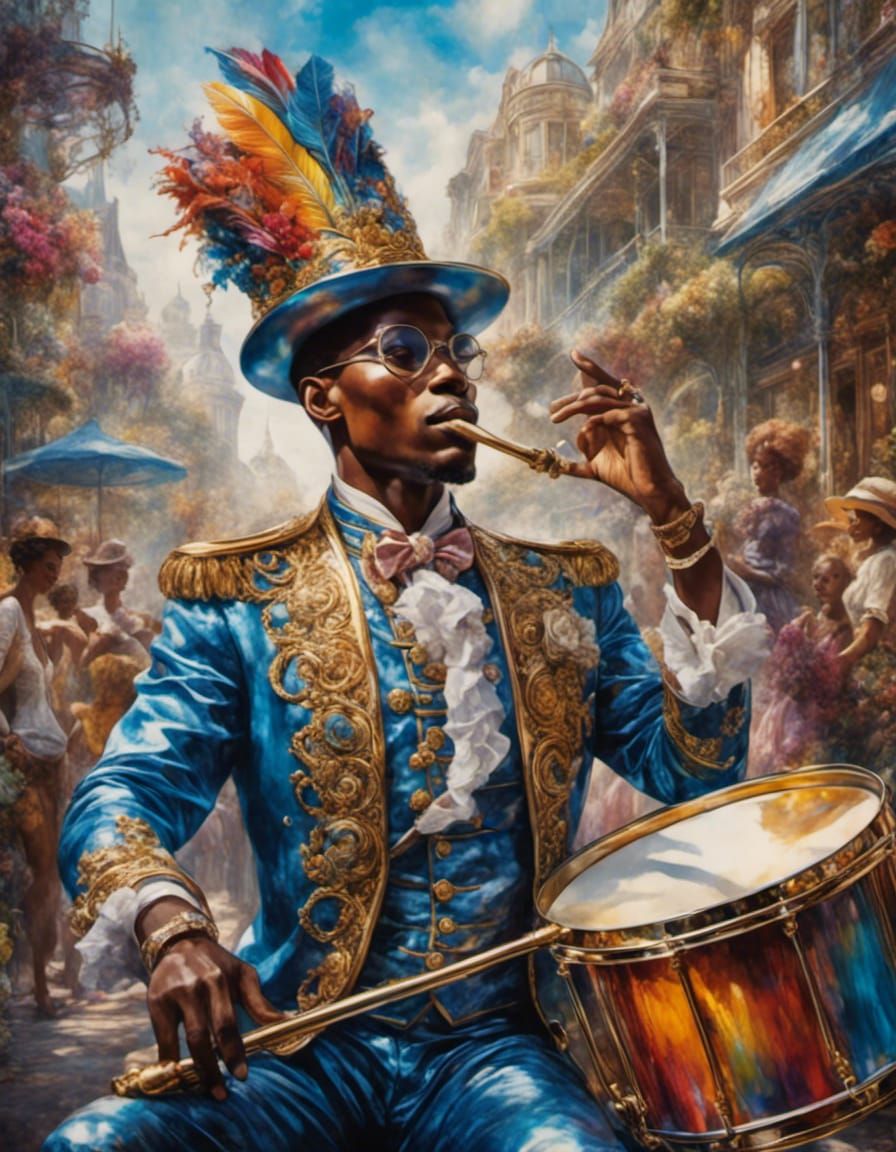 Melanin Drum Major in Street Pop Art Style