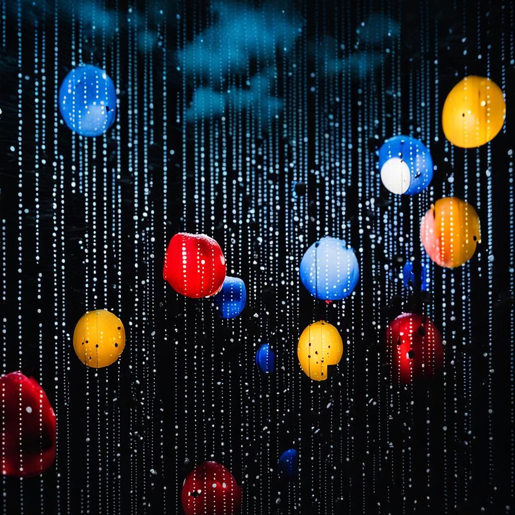 Giant Red Mushroom Seen Through Rainy Window