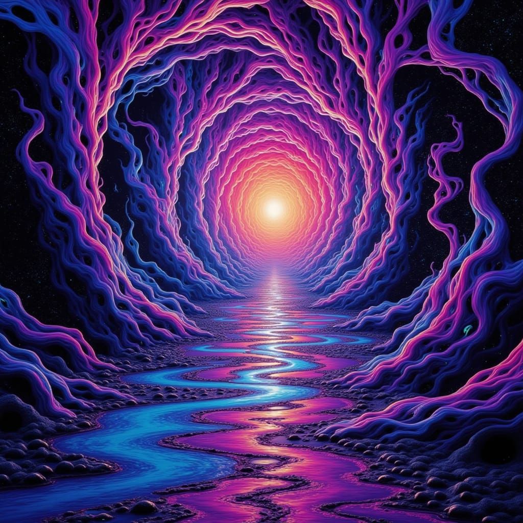 Cosmic Dreamscape in Swirling Psychedelic Colors