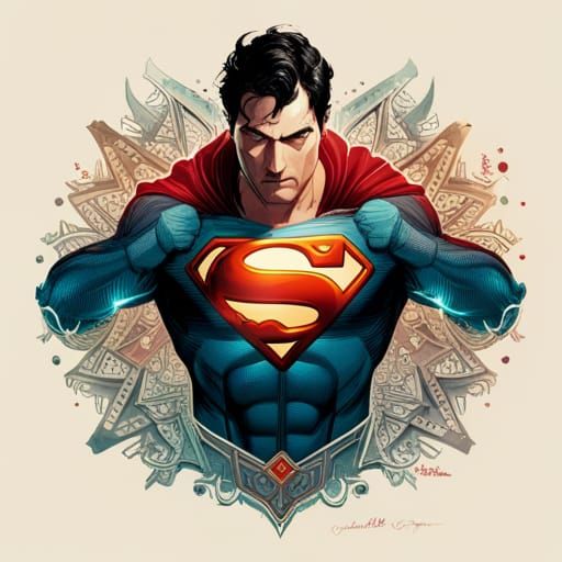 Superman with Golden Outlines: Digital Concept Art