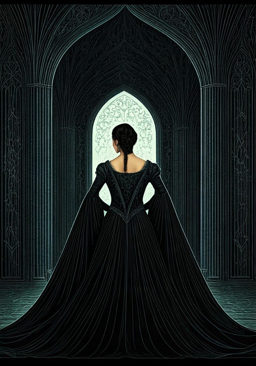 Julia in Elegant Line Drawing Style