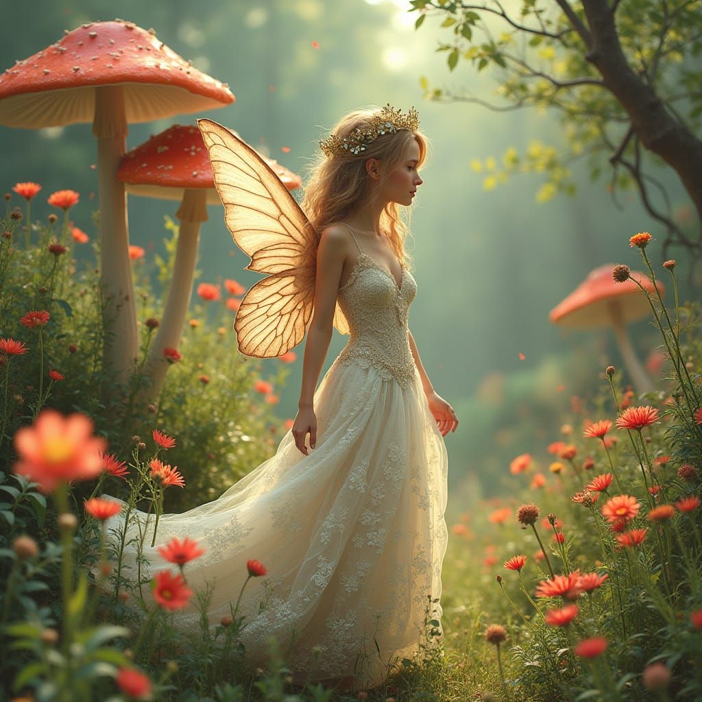 Enchanting Fairy Princess in Whimsical Garden