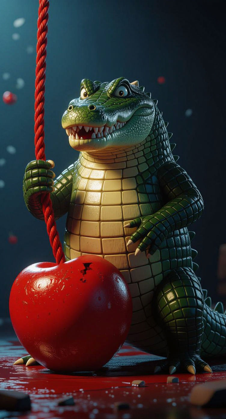 Menacing Crocodile Villain with Wrecking Ball