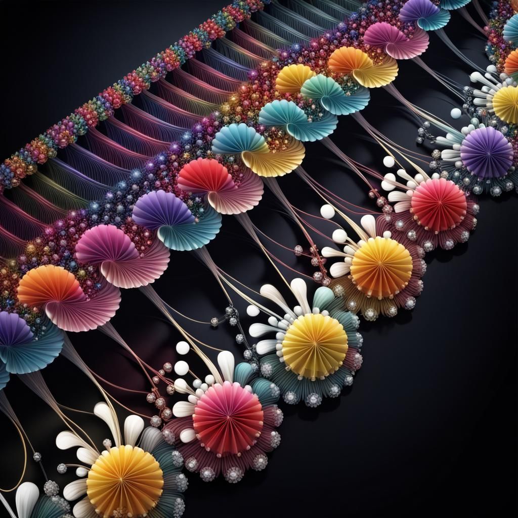 Jewel Toned Fractal Flowers with Diamond Reflections