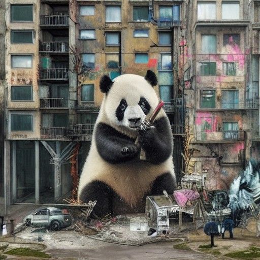Post-Apocalyptic Brutal Panda Street Art
