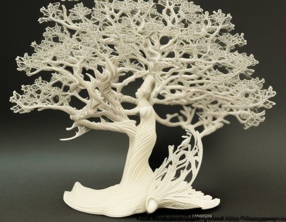 Elven Treetop Sculpture in Ivory Filigree