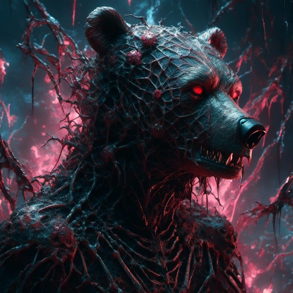 Cursed Undead Bear with Spider Tattoos