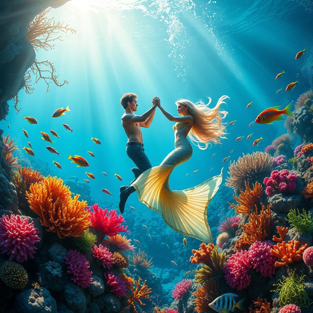 Underwater Garden Dance Scene in Vibrant Realism