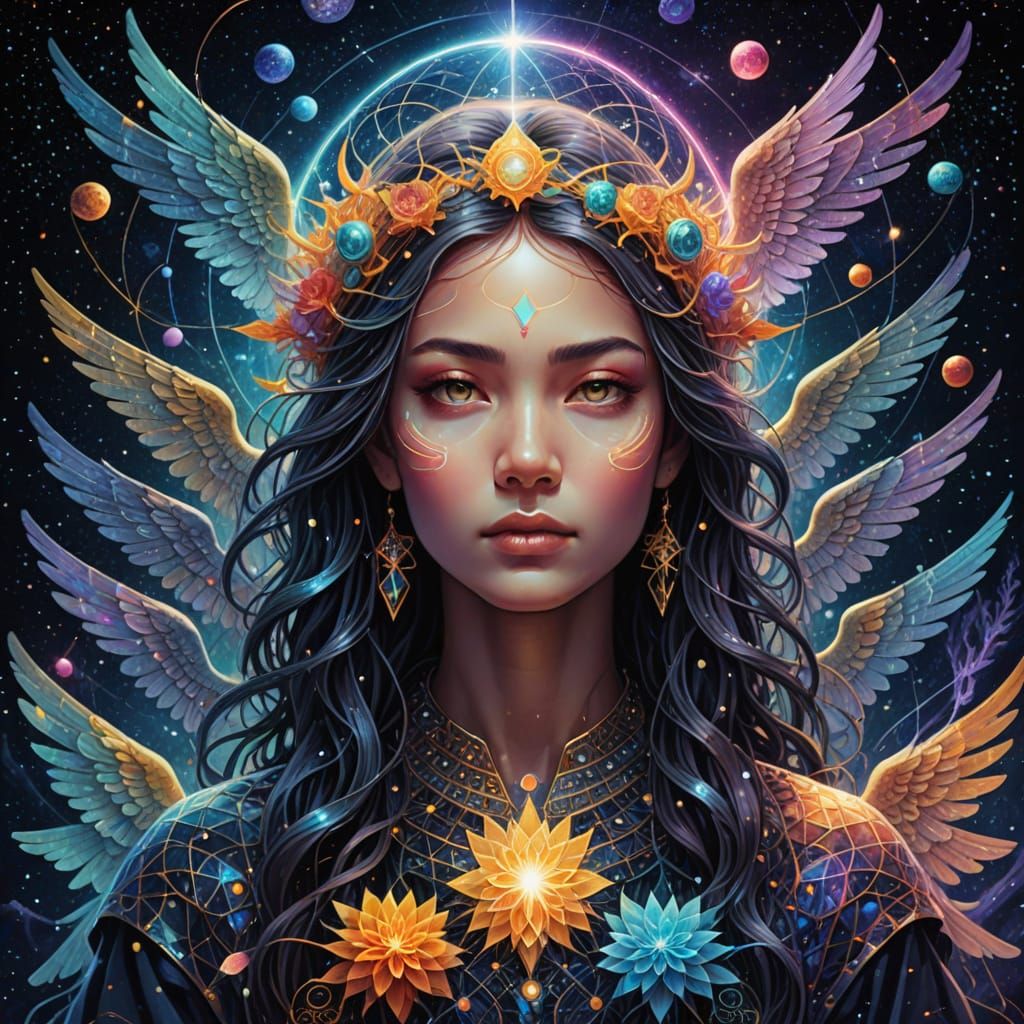 Angelic Weavers of Astral Threads by Pablo Amaringo